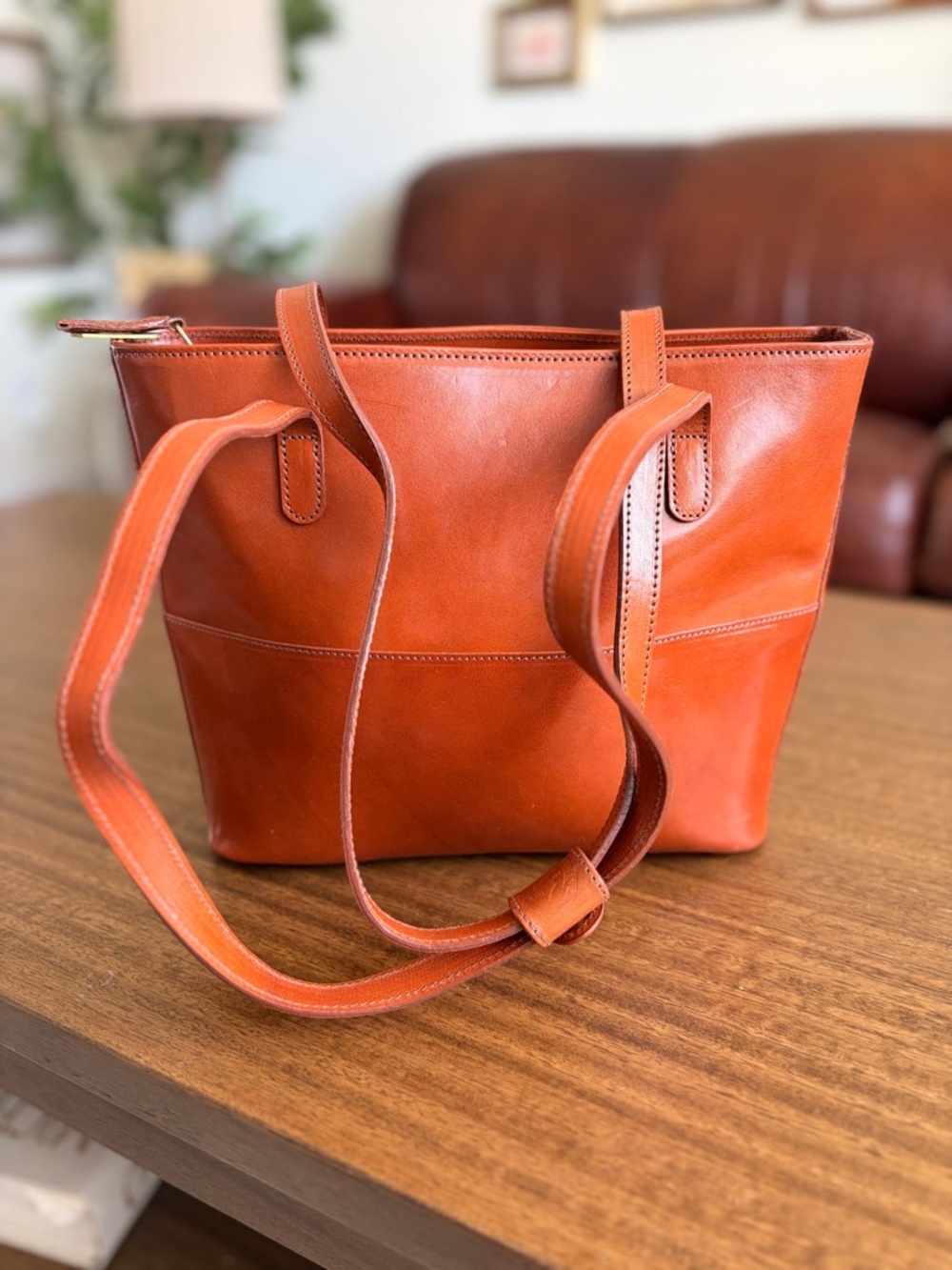 Vintage Brahmin Brown Leather Tote